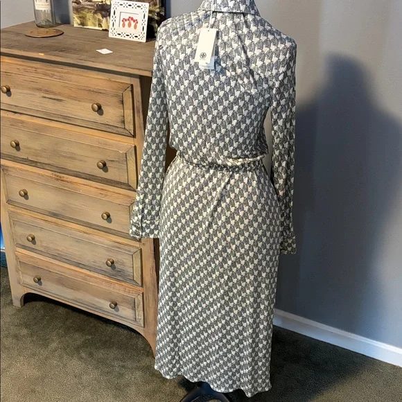 Tory Burch Blue Mini Zebra Printed Viscose & Silk Shirt Dress - Picture 8 of 15